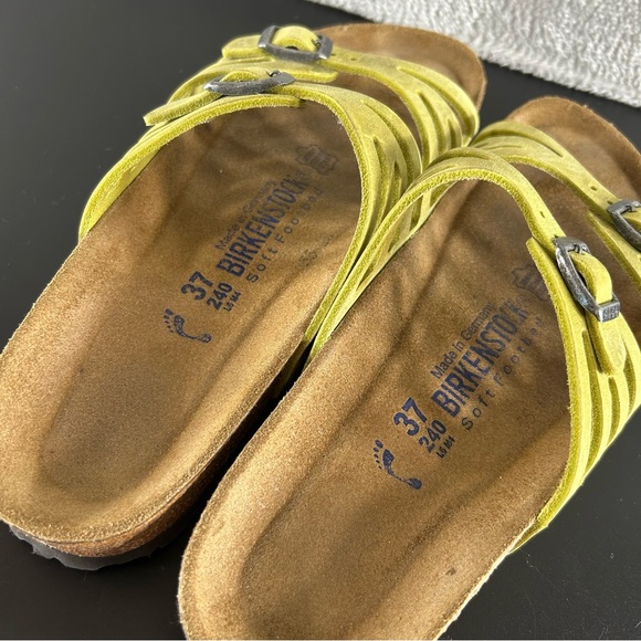 BIRKENSTOCK Granada Soft Footbed Lime Green Suede Leather Sandals Size 37 US 6 - Picture 7 of 9